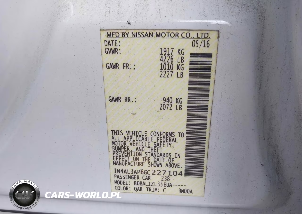 2016 Nissan Altima 2.5-2.5 S-2.5 Sl-2.5 Sr-2.5 Sv VIN:1N4AL3AP6GC227104 - 9