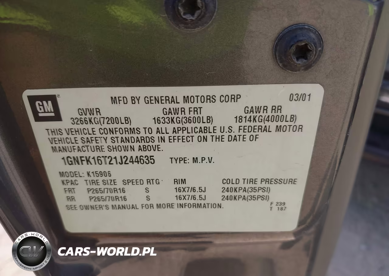 2001 Chevrolet Suburban 1500 Lt VIN:1GNFK16T21J244635 - 9
