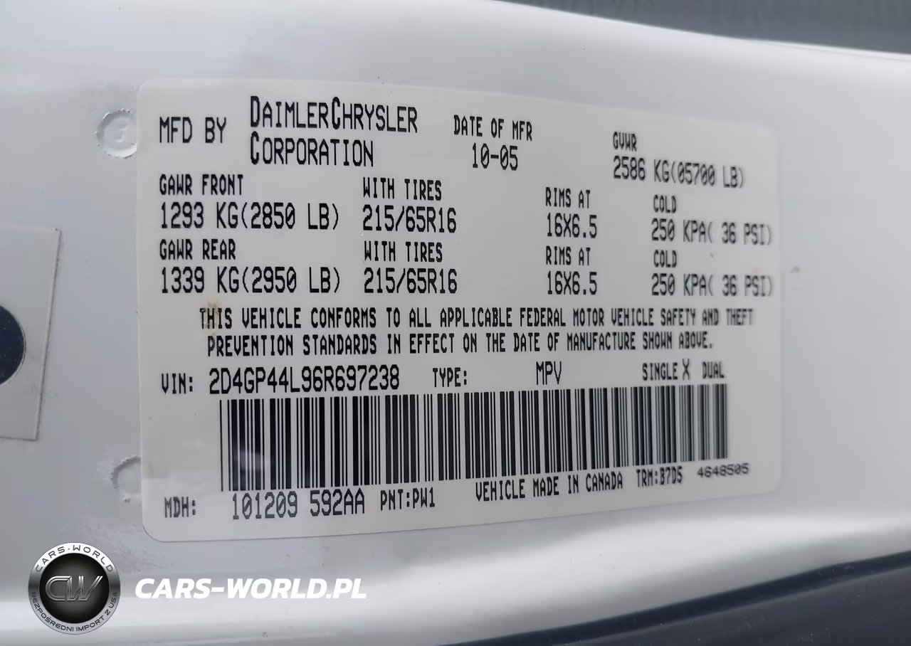 2006 Dodge Grand Caravan Sxt VIN:2D4GP44L96R697238 - 9