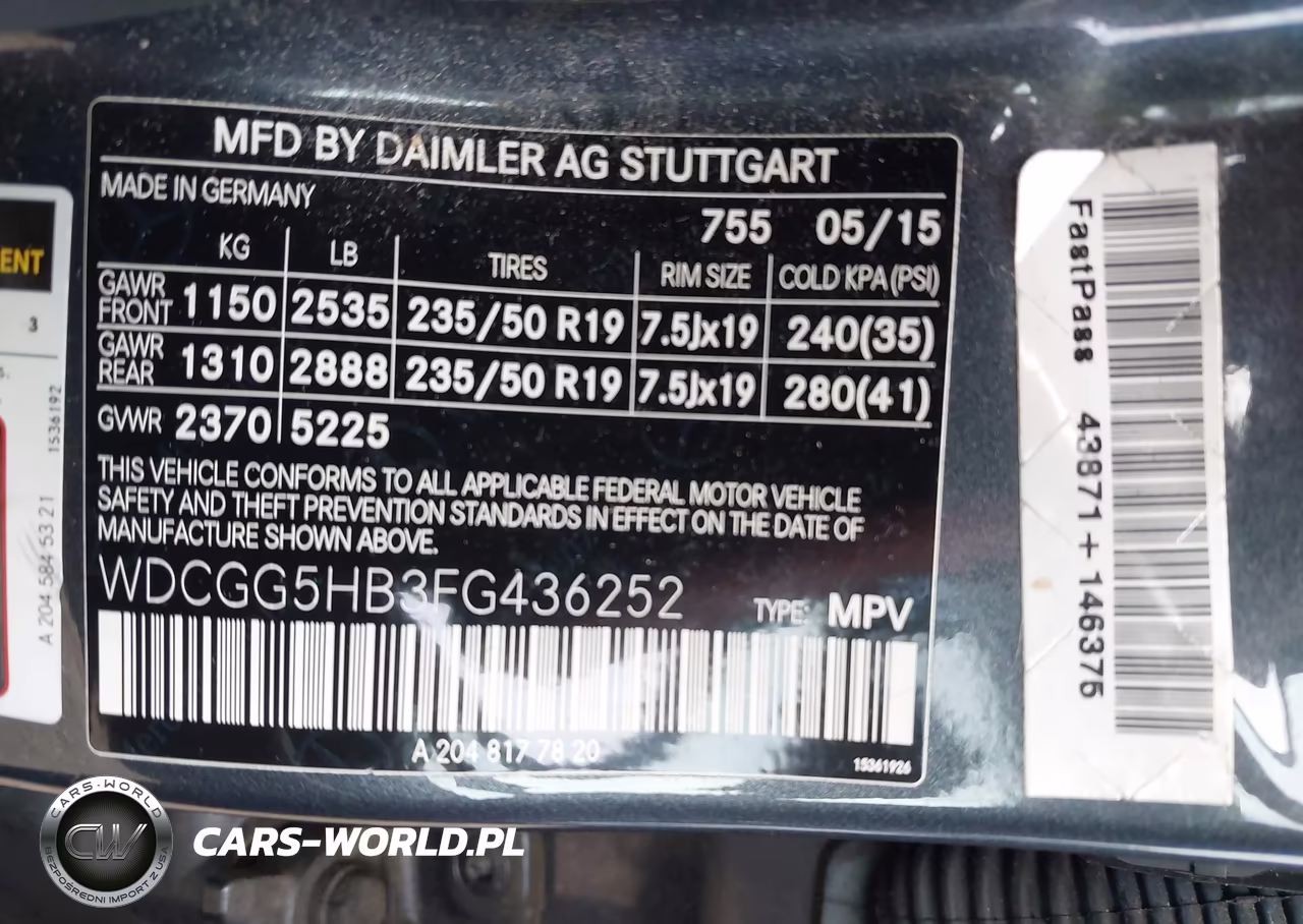 2015 Mercedes-Benz Glk 350 VIN:WDCGG5HB3FG436252 - 9