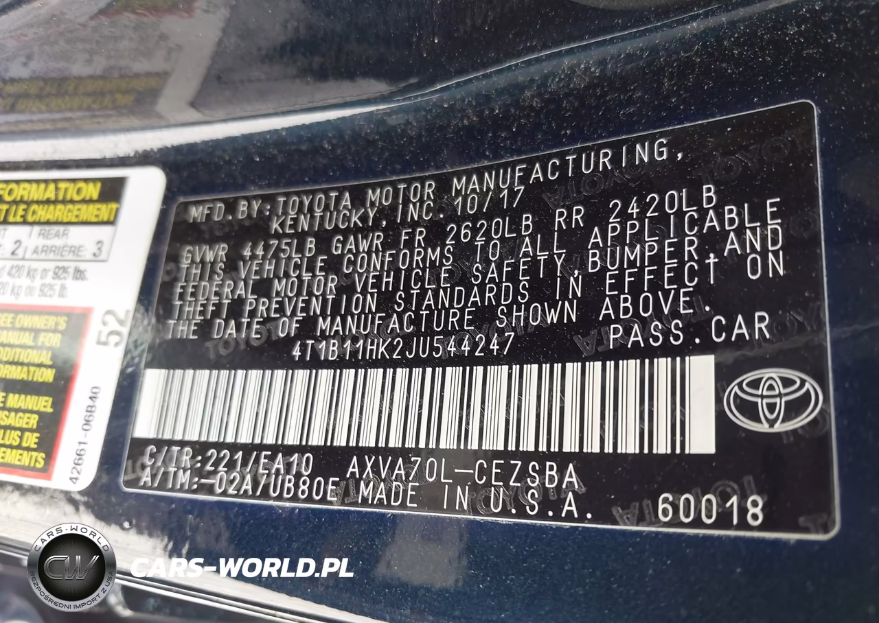 2018 Toyota Camry Se VIN:4T1B11HK2JU544247 - 9