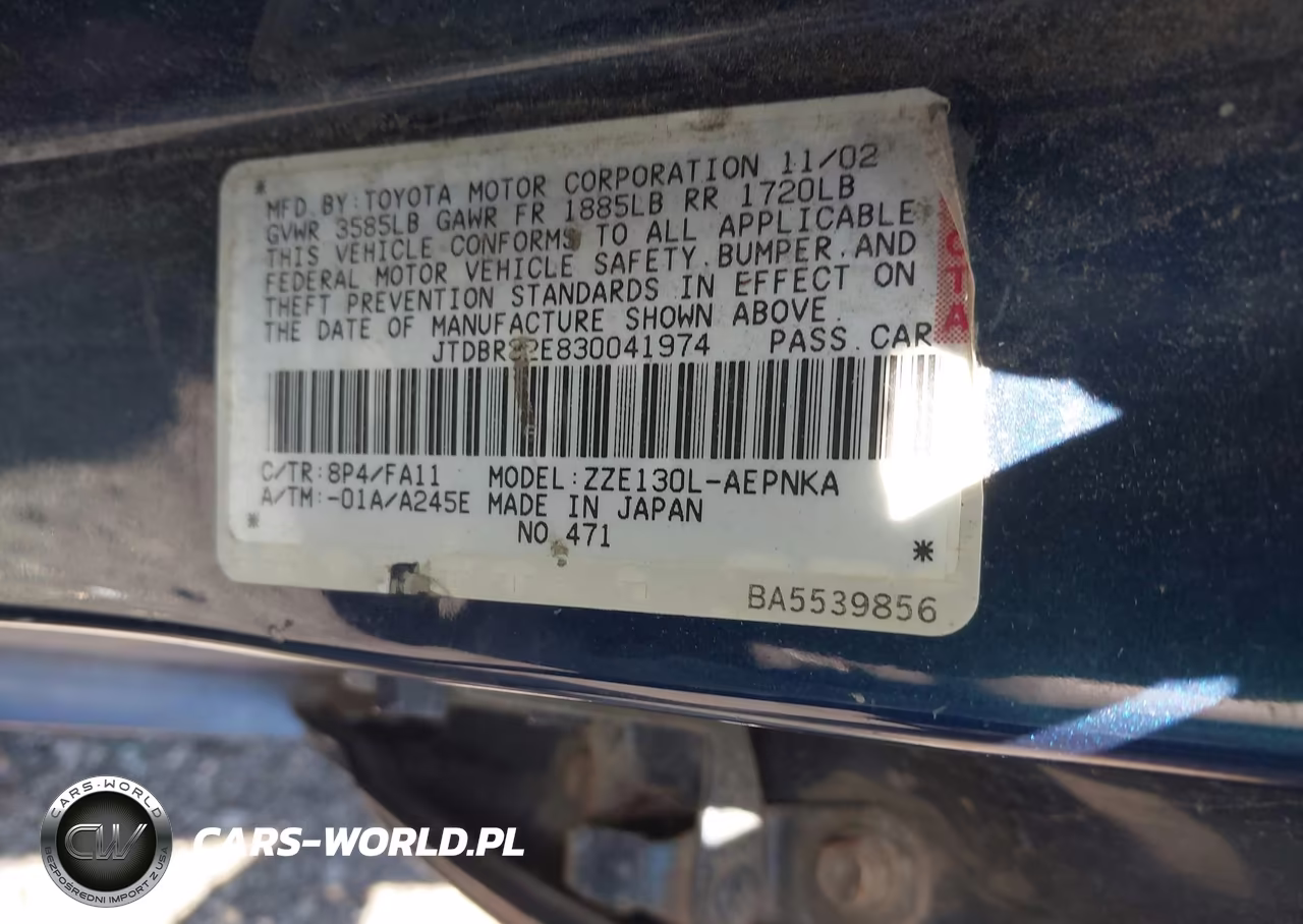 2003 Toyota Corolla Le VIN:JTDBR32E830041974 - 9