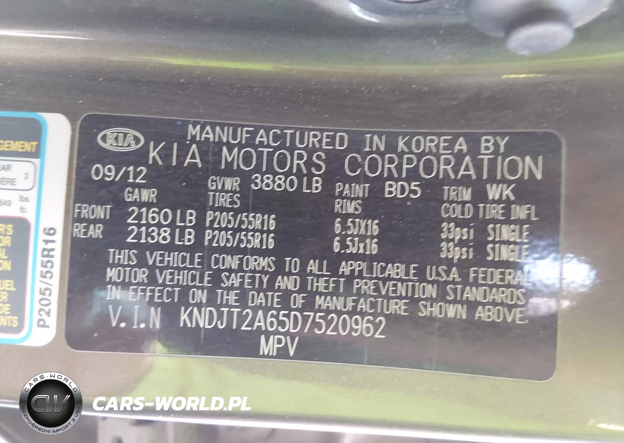 2013 Kia Soul + VIN:KNDJT2A65D7520962 - 9