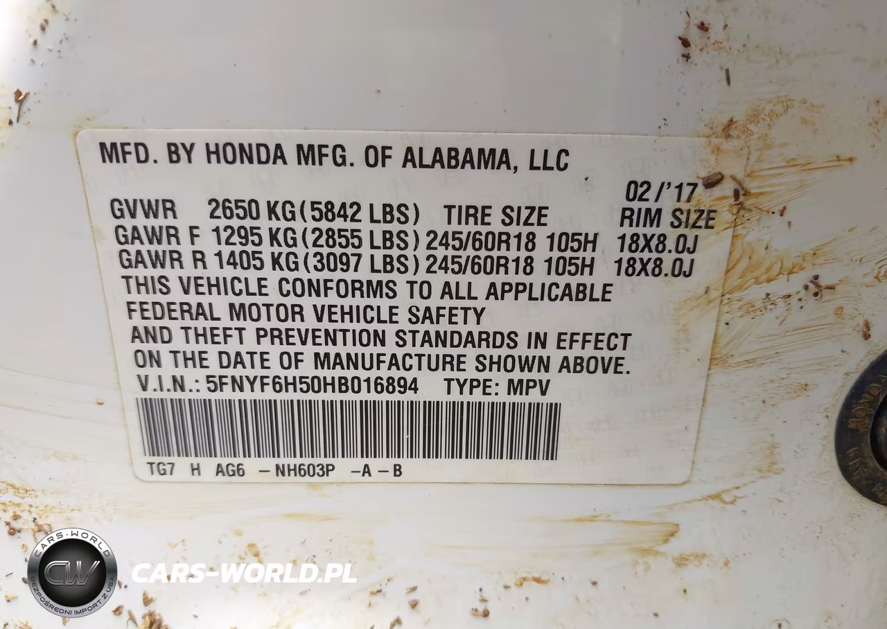 2017 Honda Pilot Ex-L VIN:5FNYF6H50HB016894 - 9