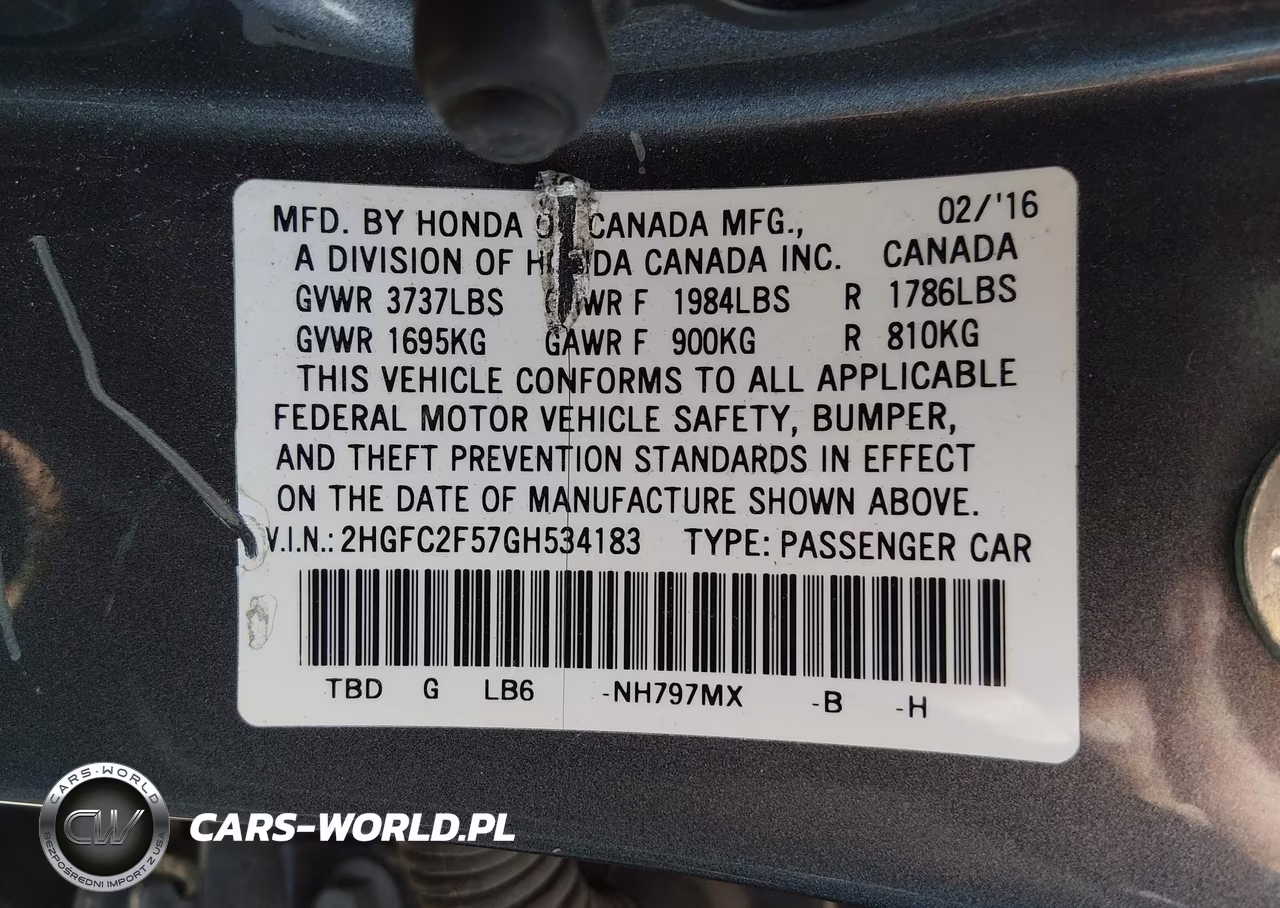 2016 Honda Civic Lx VIN:2HGFC2F57GH534183 - 9