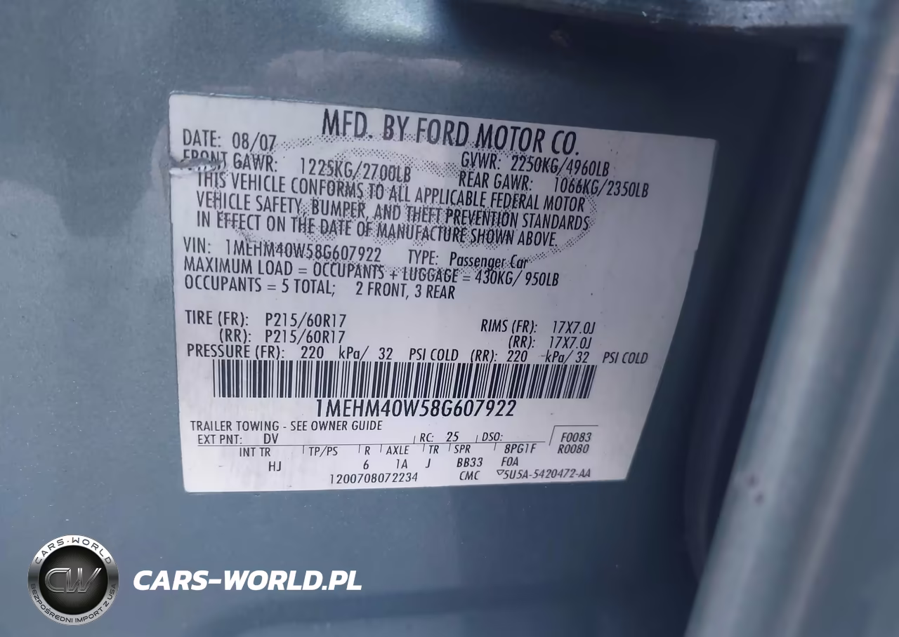 2008 Mercury Sable VIN:1MEHM40W58G607922 - 9