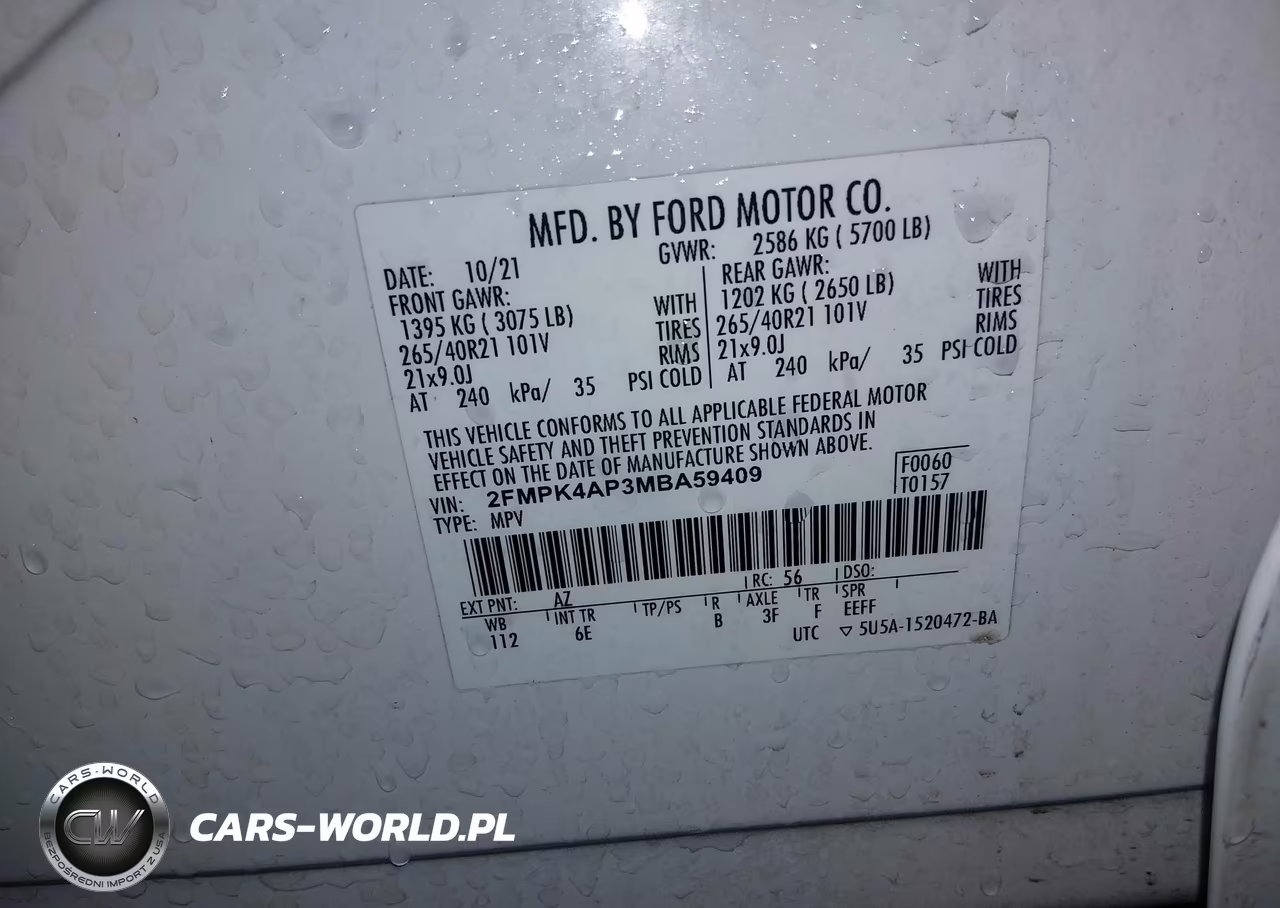 2021 Ford Edge St VIN:2FMPK4AP3MBA59409 - 9