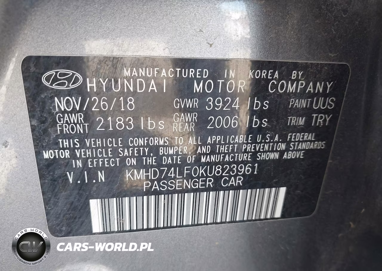2019 Hyundai Elantra Se VIN:KMHD74LF0KU823961 - 9