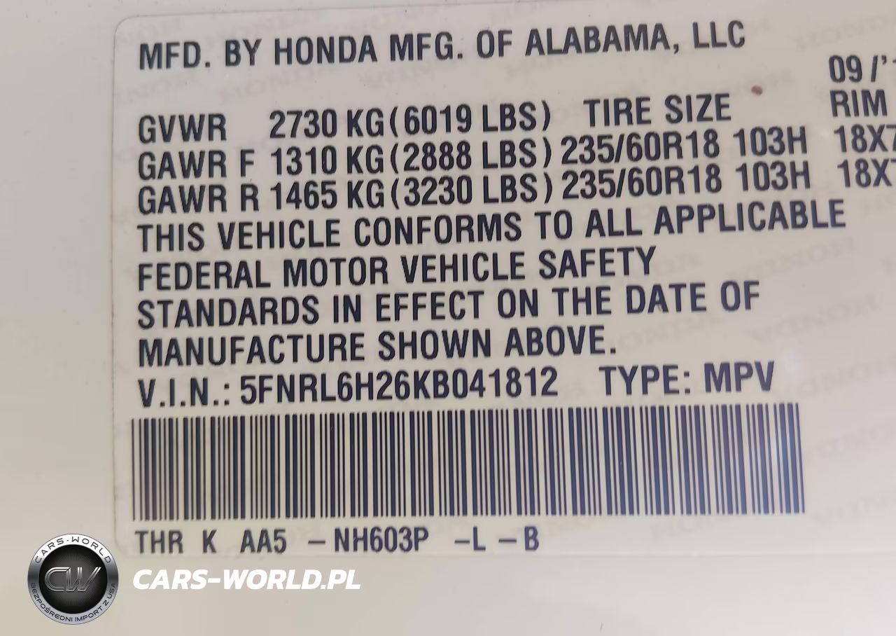 2019 Honda Odyssey Lx VIN:5FNRL6H26KB041812 - 9