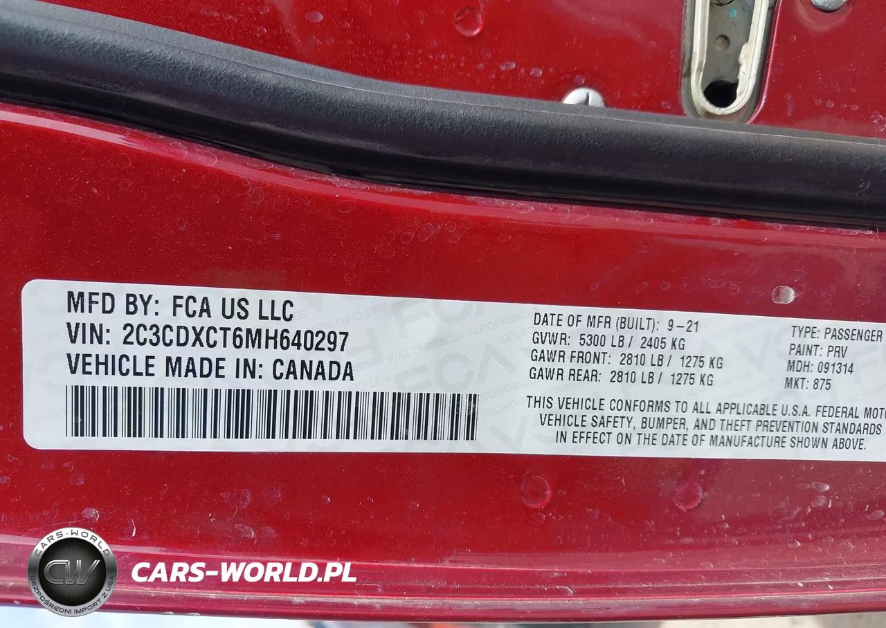 2021 Dodge Charger R-T Rwd VIN:2C3CDXCT6MH640297 - 9