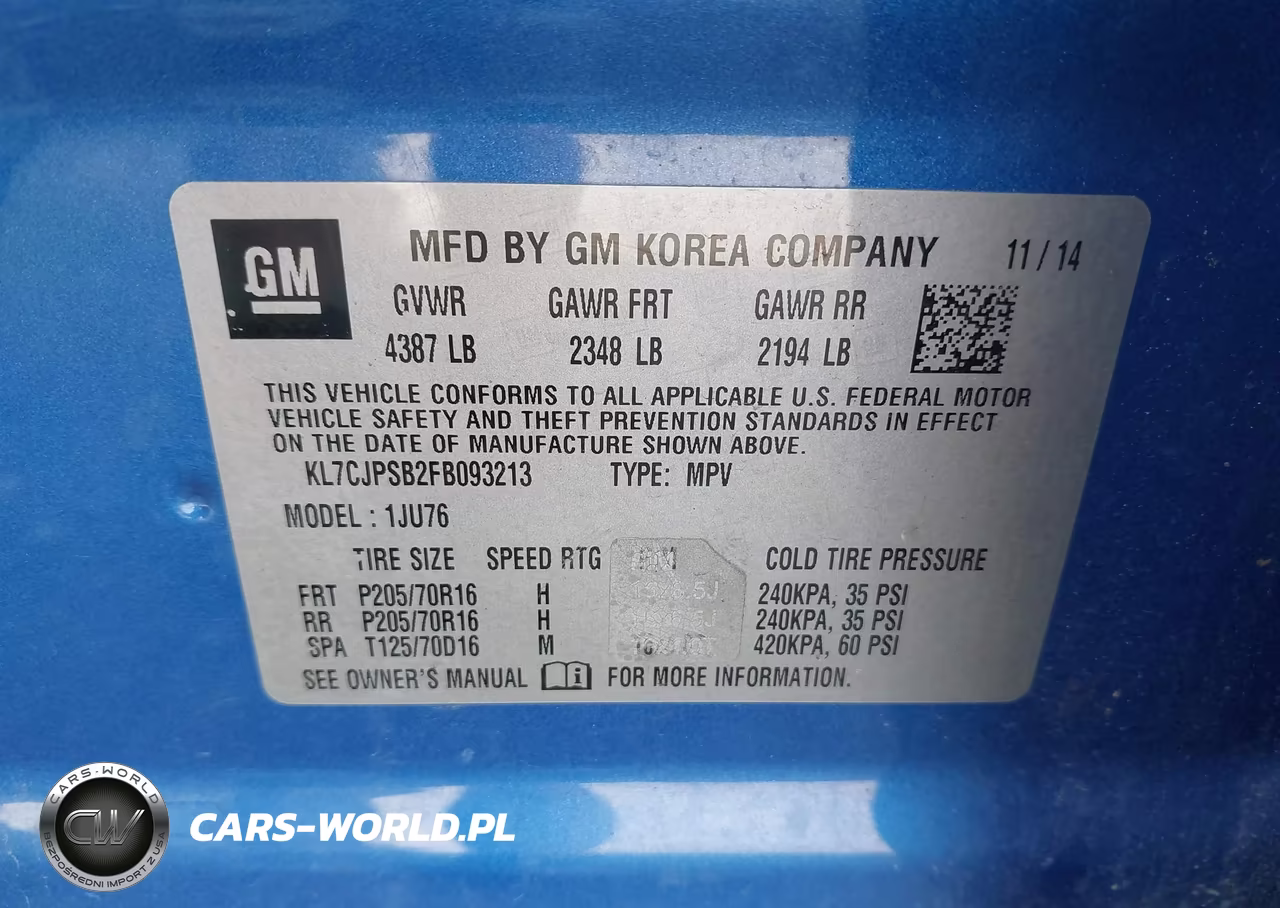 2015 Chevrolet Trax Ls VIN:KL7CJPSB2FB093213 - 9