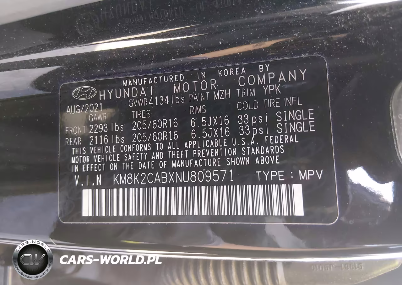 2022 Hyundai Kona Se VIN:KM8K2CABXNU809571 - 9
