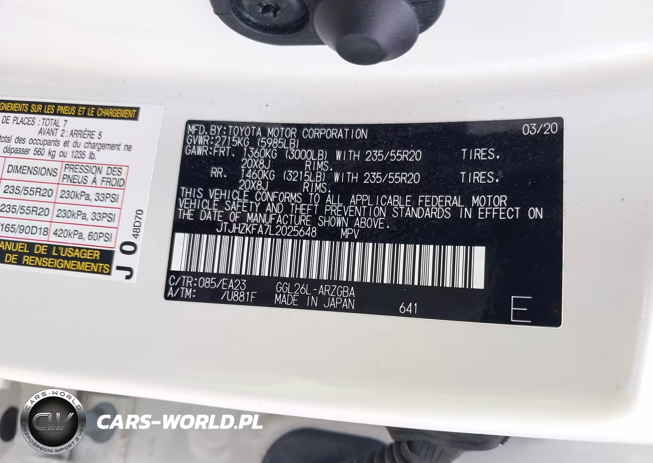 2020 Lexus Rx 350L VIN:JTJHZKFA7L2025648 - 9