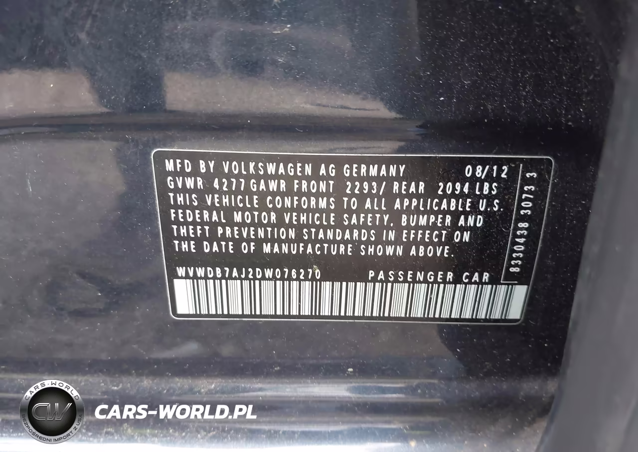 2013 Volkswagen Golf 2.5L 4-Door VIN:WVWDB7AJ2DW076270 - 9