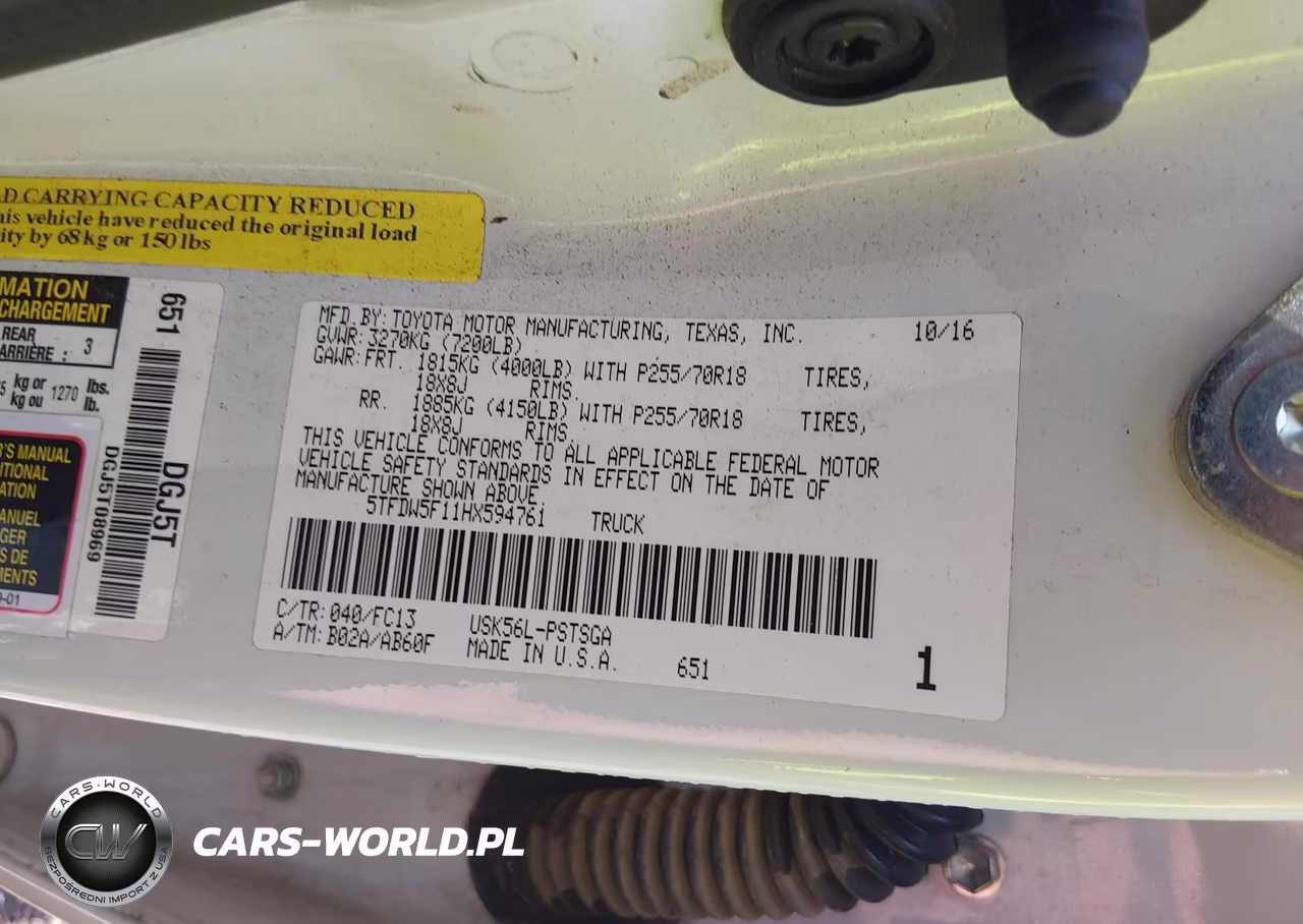 2017 Toyota Tundra Sr5 5.7L V8 VIN:5TFDW5F11HX594761 - 9