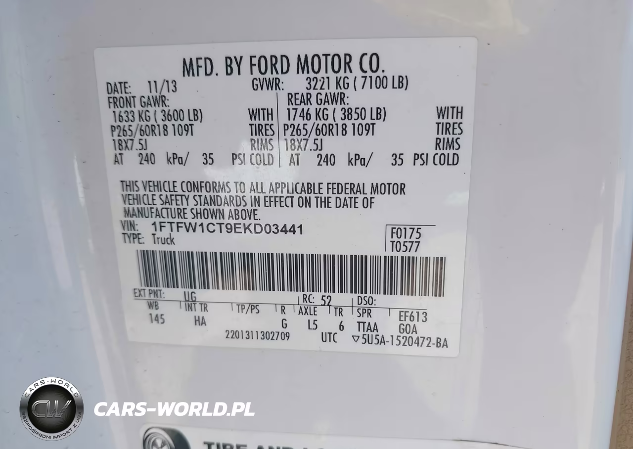2014 Ford F-150 Lariat VIN:1FTFW1CT9EKD03441 - 9