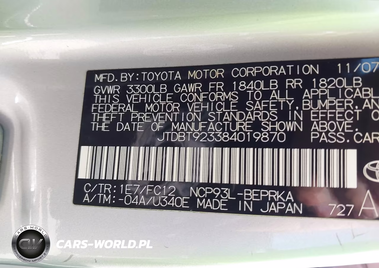 2008 Toyota Yaris VIN:JTDBT923384019870 - 9