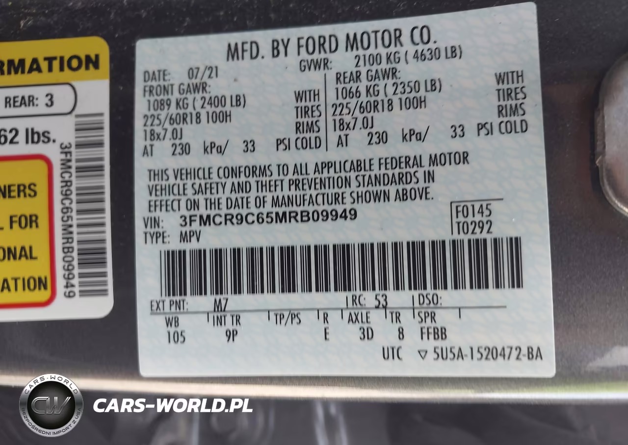 2021 Ford Bronco Sport Outer Banks VIN:3FMCR9C65MRB09949 - 9