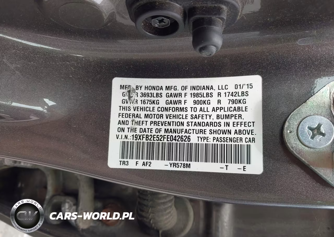 2015 Honda Civic Lx VIN:19XFB2E52FE042626 - 9