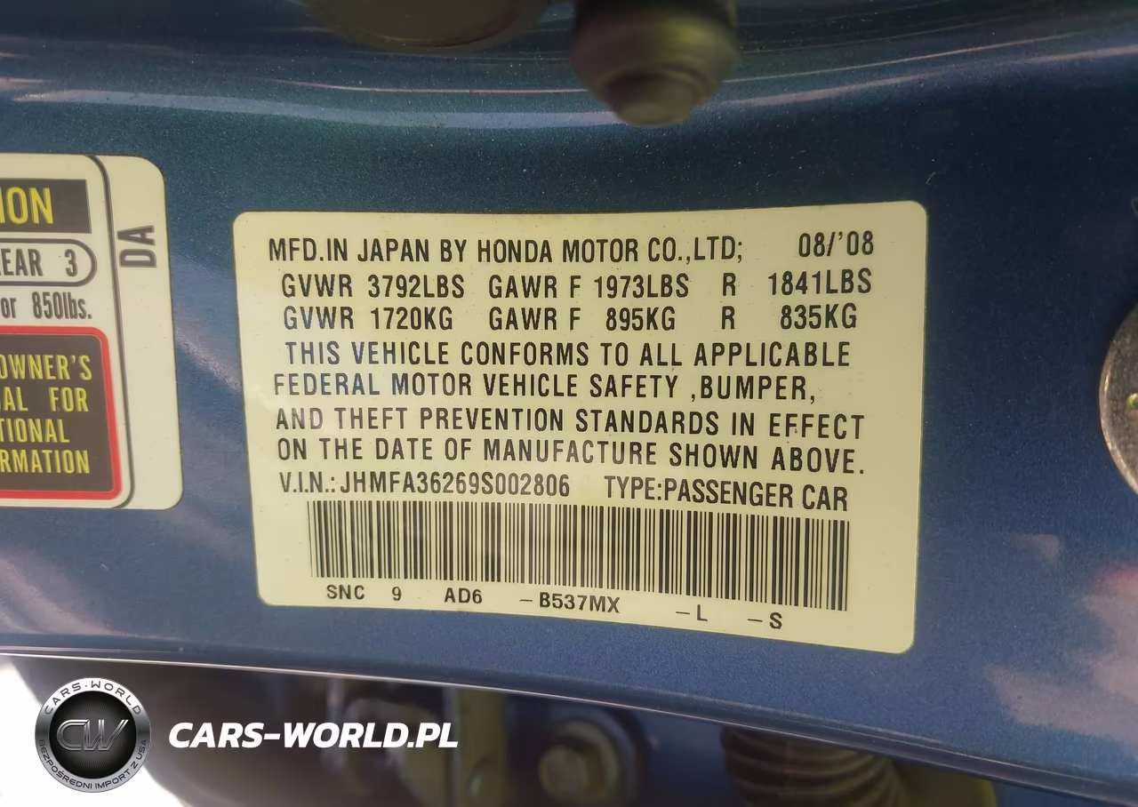 2009 Honda Civic Hybrid VIN:JHMFA36269S002806 - 9
