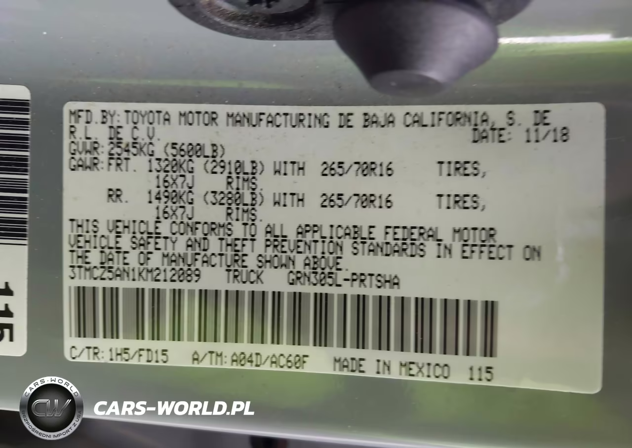 2019 Toyota Tacoma Double Cab-Sr-Sr5-Trd Sport-Trd Off Road-Trd Pro VIN:3TMCZ5AN1KM212089 - 9