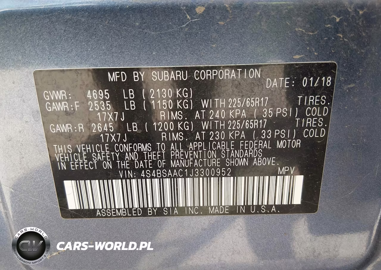 2018 Subaru Outback 2.5I VIN:4S4BSAAC1J3300952 - 9