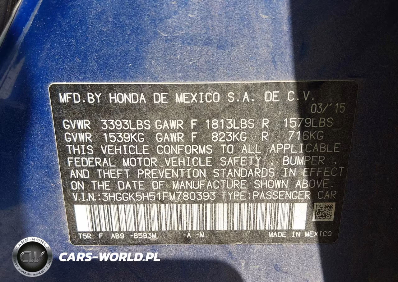 2015 Honda Fit Lx VIN:3HGGK5H51FM780393 - 9