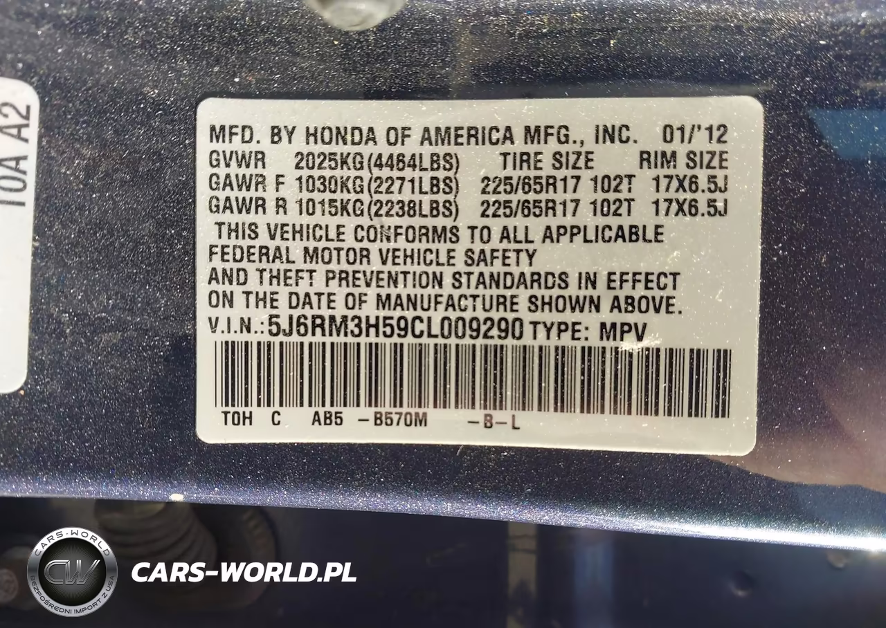 2012 Honda Cr-V Ex VIN:5J6RM3H59CL009290 - 9