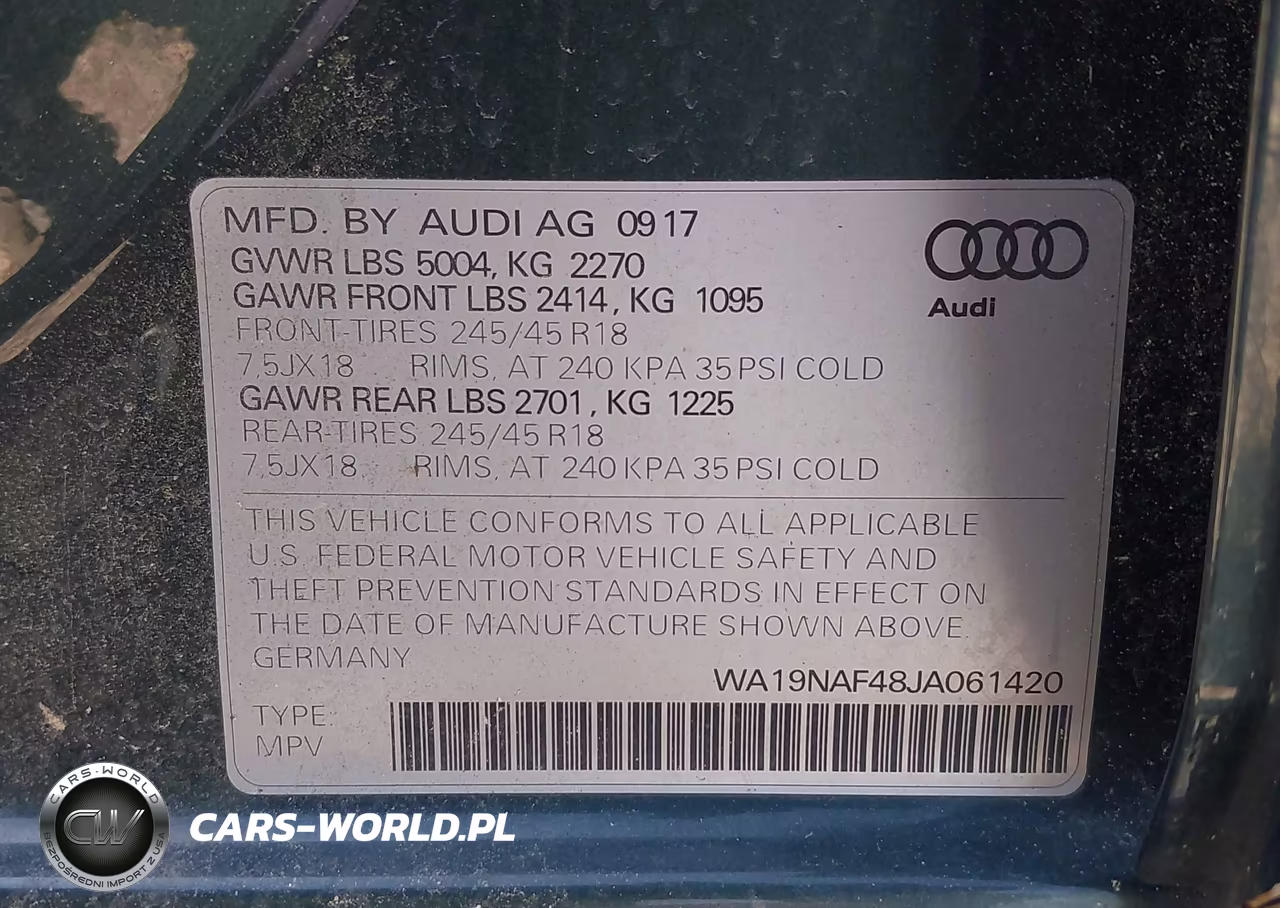 2018 Audi A4 Allroad 2.0T Premium-2.0T Tech Premium VIN:WA19NAF48JA061420 - 9