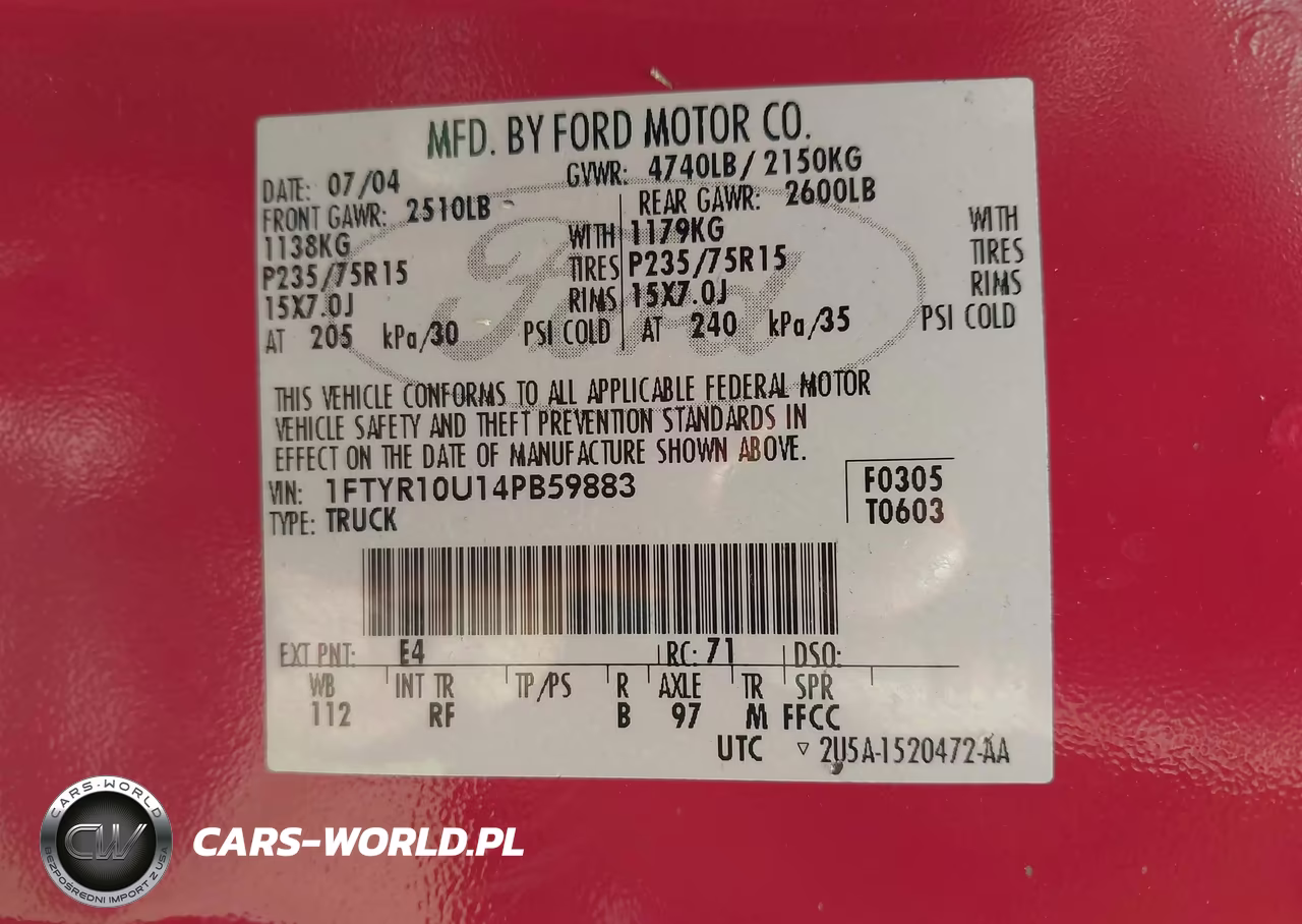 2004 Ford Ranger Edge-Xl-Xlt VIN:1FTYR10U14PB59883 - 9
