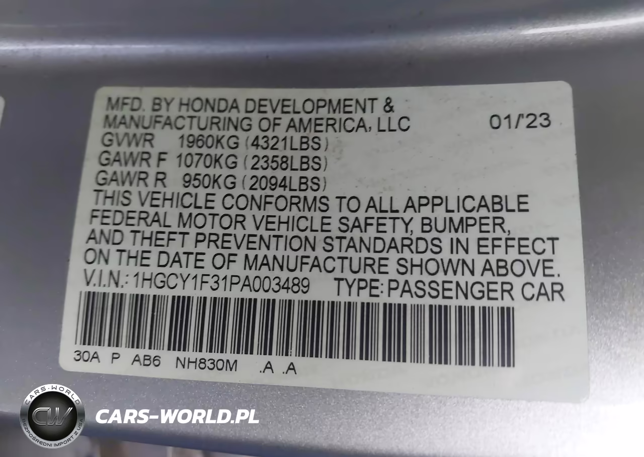 2023 Honda Accord Ex VIN:1HGCY1F31PA003489 - 9