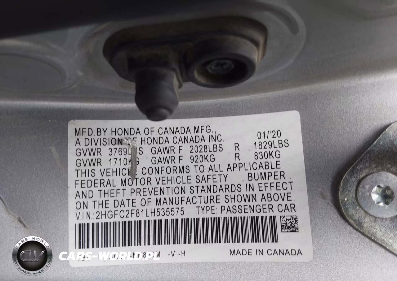 2020 Honda Civic Sport VIN:2HGFC2F81LH535575 - 9