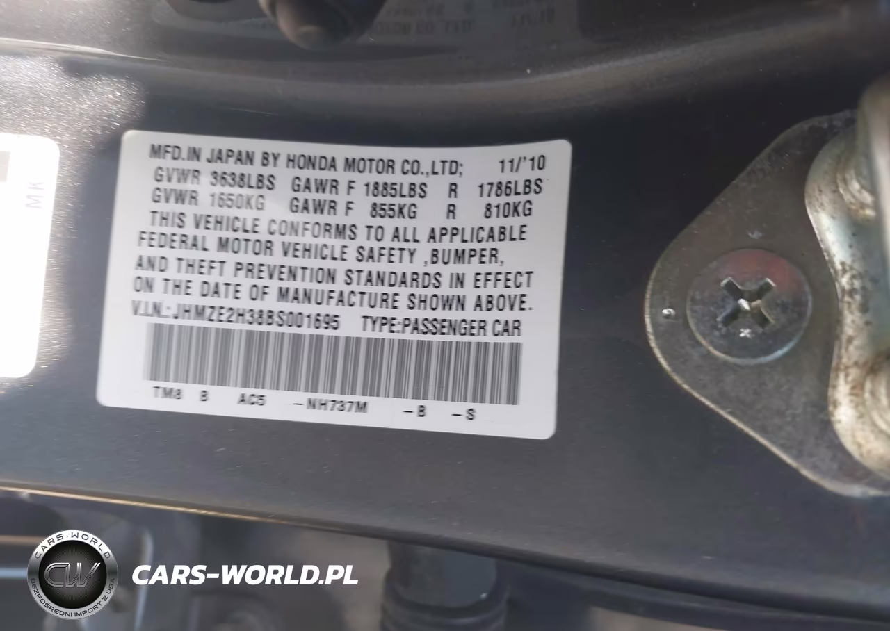 2011 Honda Insight VIN:JHMZE2H38BS001695 - 9