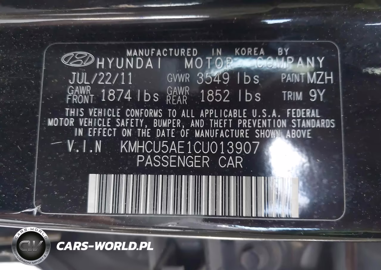 2012 Hyundai Accent Se VIN:KMHCU5AE1CU013907 - 9