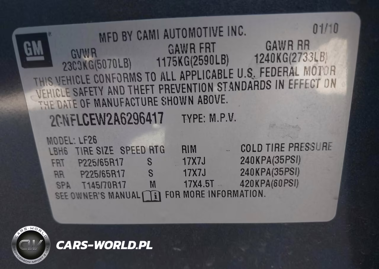 2010 Chevrolet Equinox Ls VIN:2CNFLCEW2A6296417 - 9