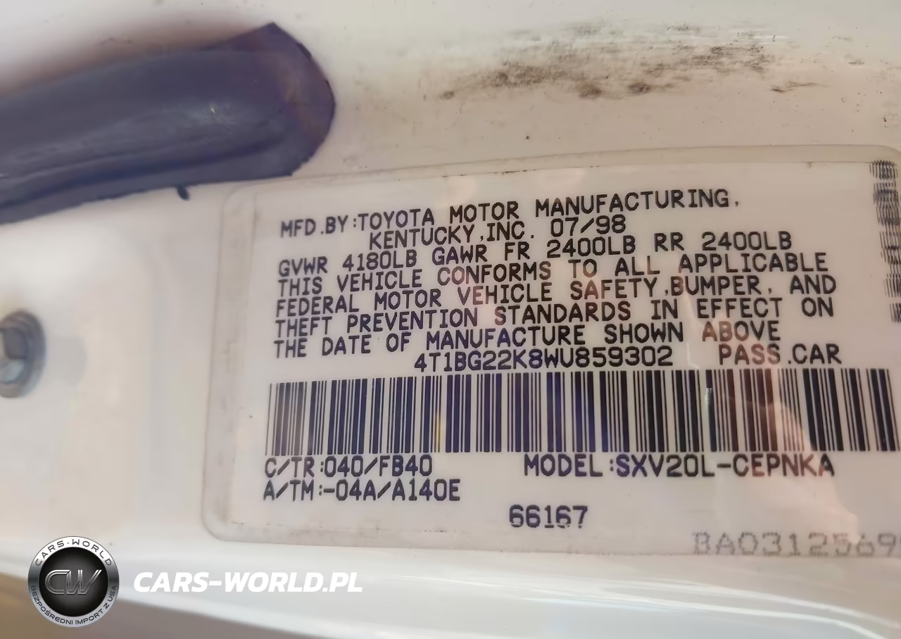 1998 Toyota Camry Le VIN:4T1BG22K8WU859302 - 9