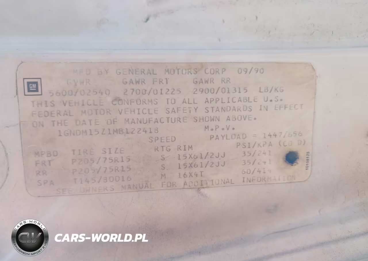 1991 Chevrolet Hu Van VIN:1GNDM15Z1MB122418 - 9