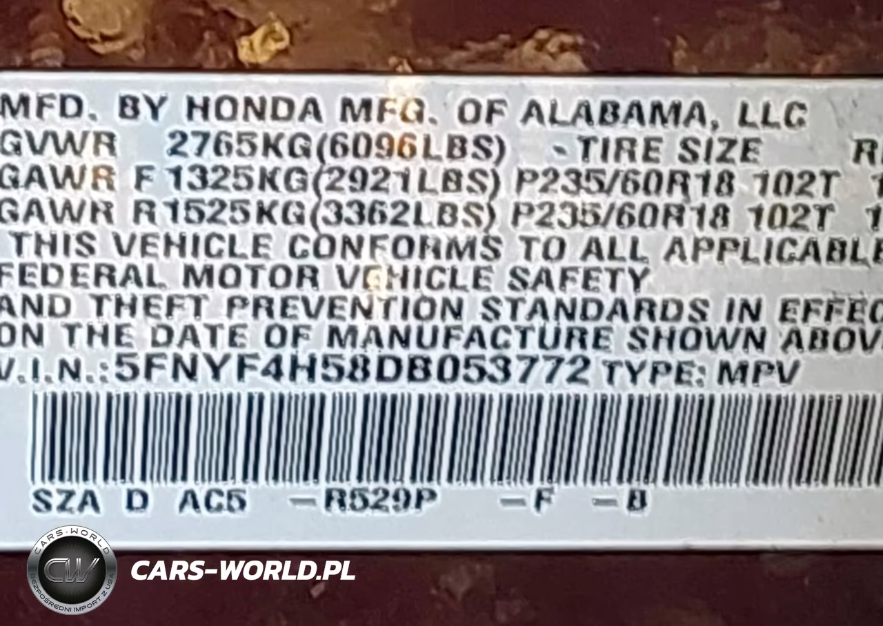 2013 Honda Pilot Ex-L VIN:5FNYF4H58DB053772 - 9