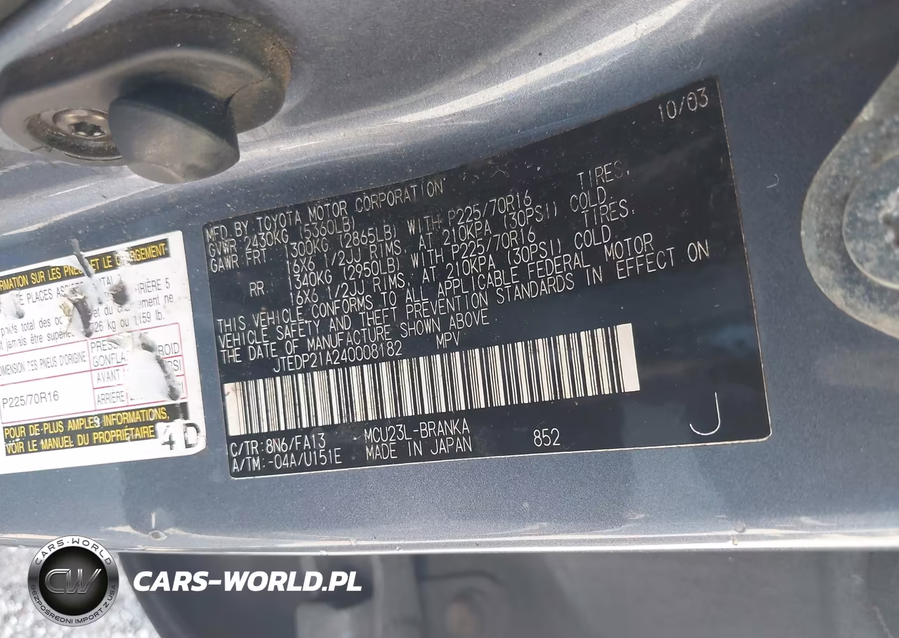 2004 Toyota Highlander V6 VIN:JTEDP21A240008182 - 9