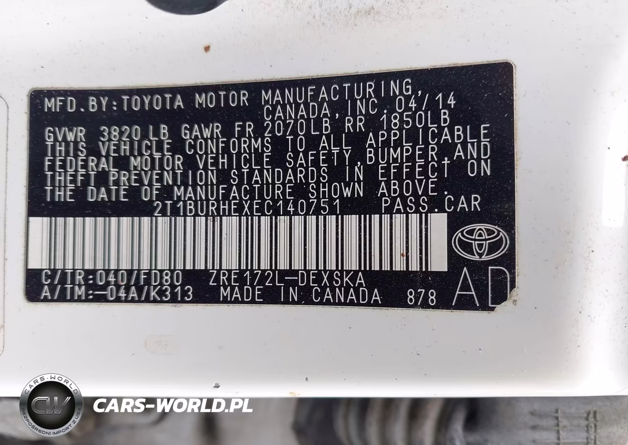 2014 Toyota Corolla L-Le-Le Pls-Prm-S-S Pls VIN:2T1BURHEXEC140751 - 9