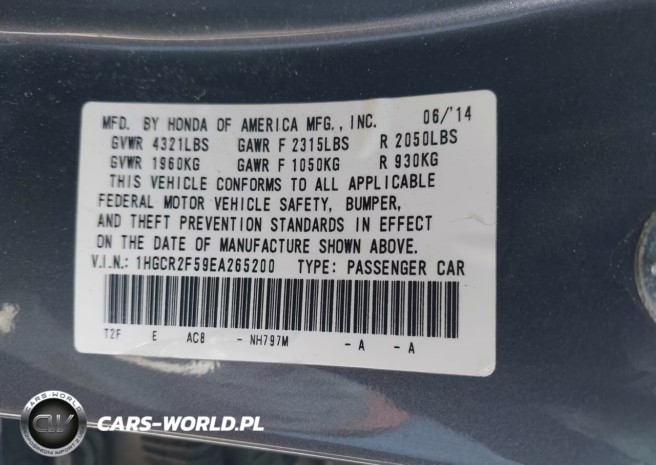 2014 Honda Accord Sport VIN:1HGCR2F59EA265200 - 9