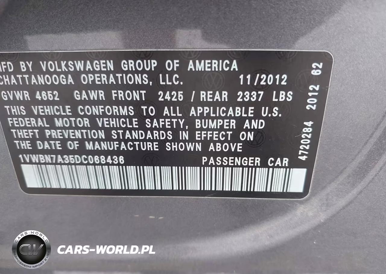 2013 Volkswagen Passat 2.0L Tdi Se VIN:1VWBN7A35DC068436 - 9