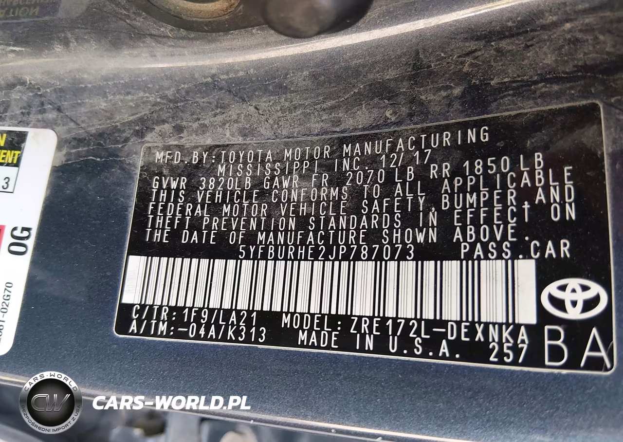 2018 Toyota Corolla Xle VIN:5YFBURHE2JP787073 - 9