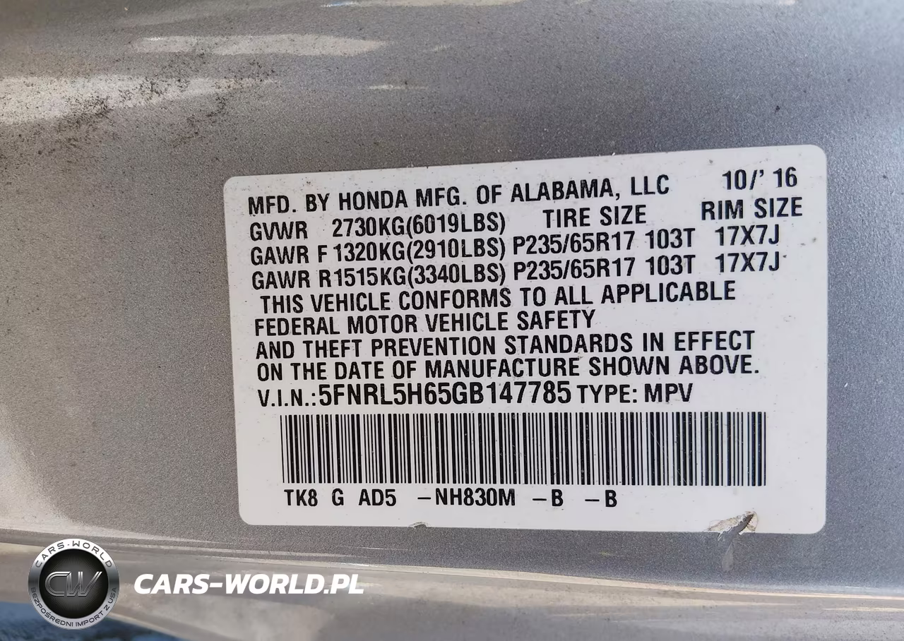 2016 Honda Odyssey Ex-L VIN:5FNRL5H65GB147785 - 9