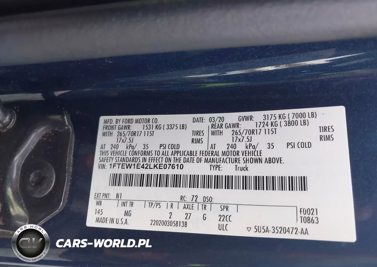 2020 Ford F-150 Xlt VIN:1FTEW1E42LKE07610 - 9