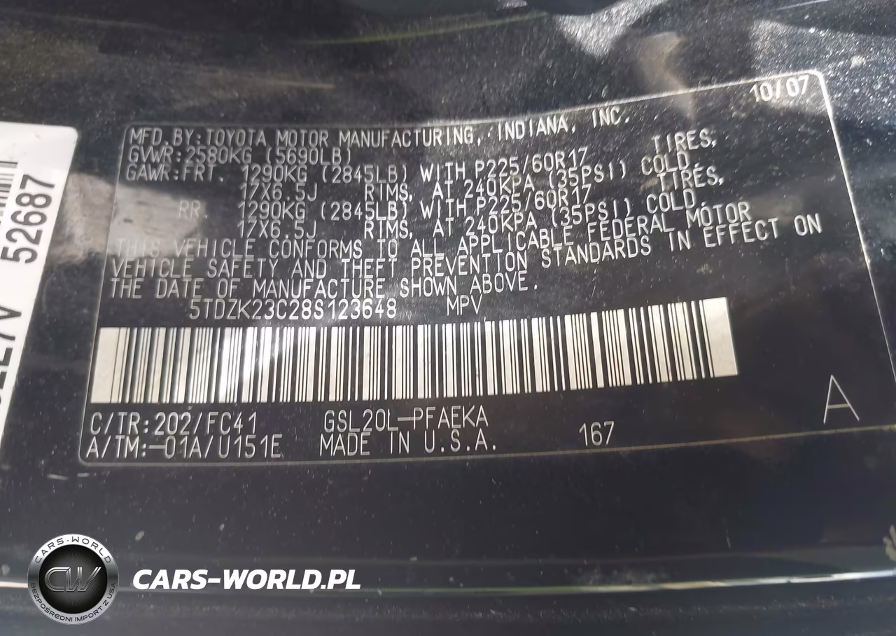 2008 Toyota Sienna Le VIN:5TDZK23C28S123648 - 9