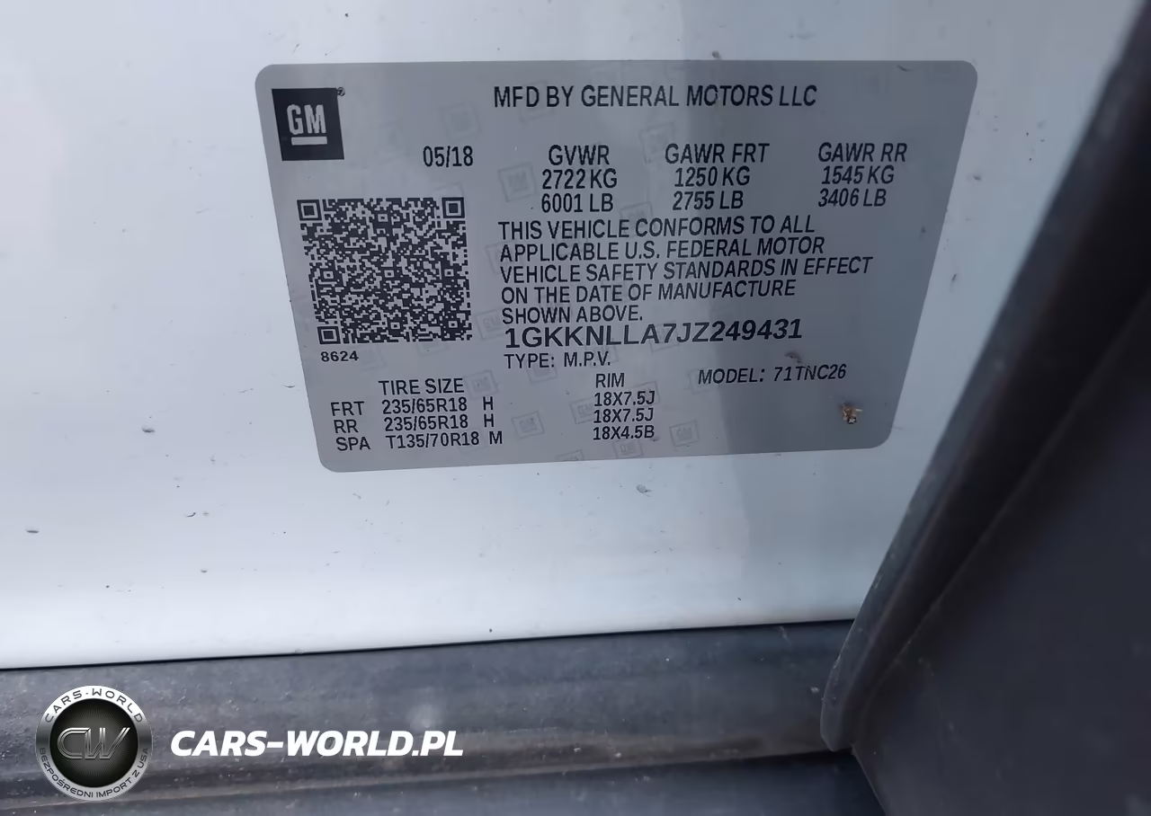 2018 GMC Acadia Sle-2 VIN:1GKKNLLA7JZ249431 - 9