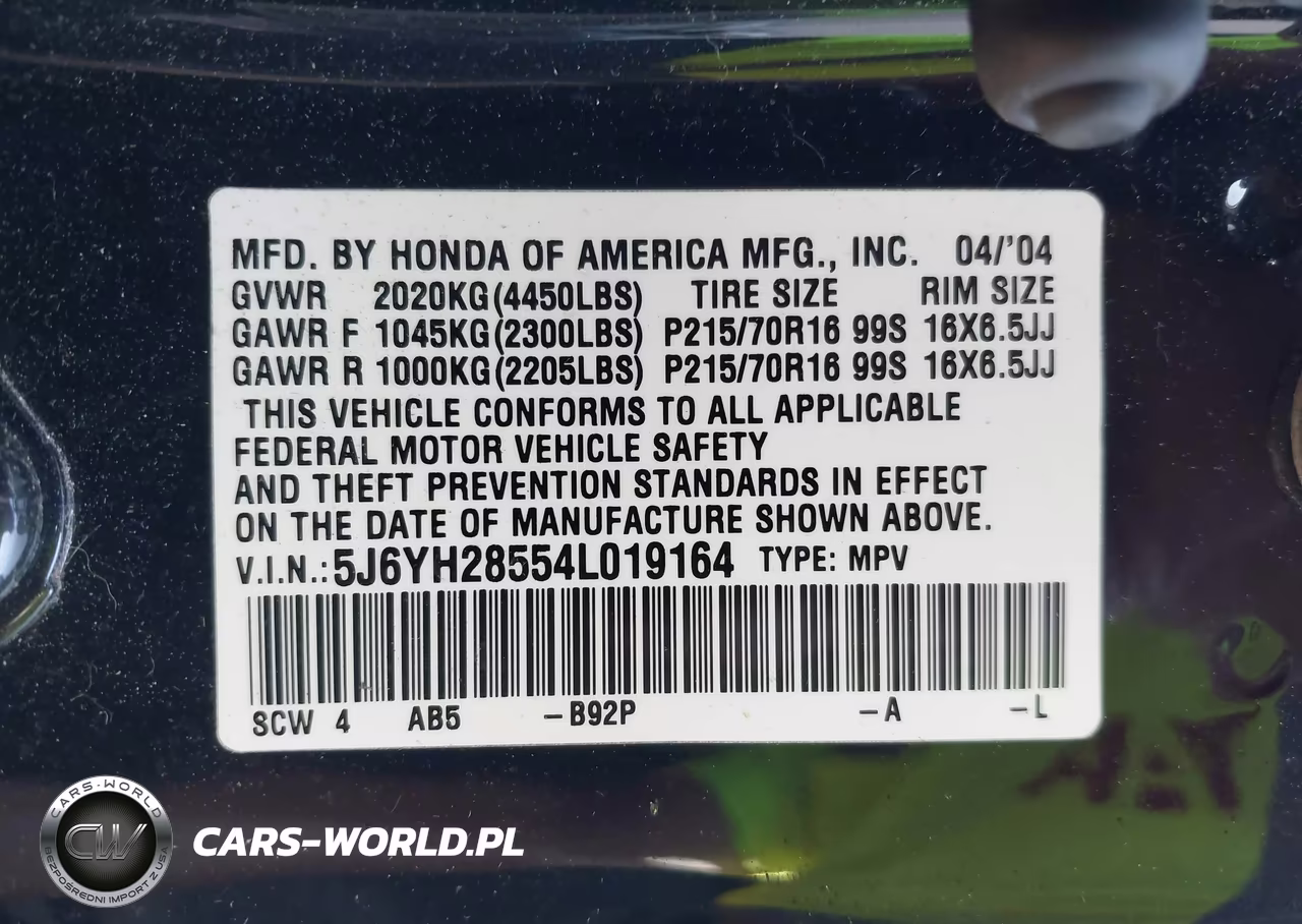 2004 Honda Element Ex VIN:5J6YH28554L019164 - 9
