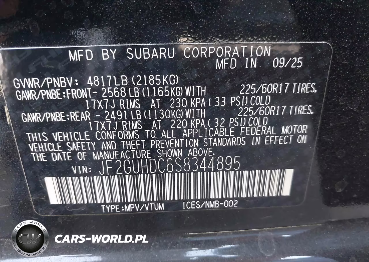 2025 Subaru Crosstrek Premium VIN:JF2GUHDC6S8344895 - 9