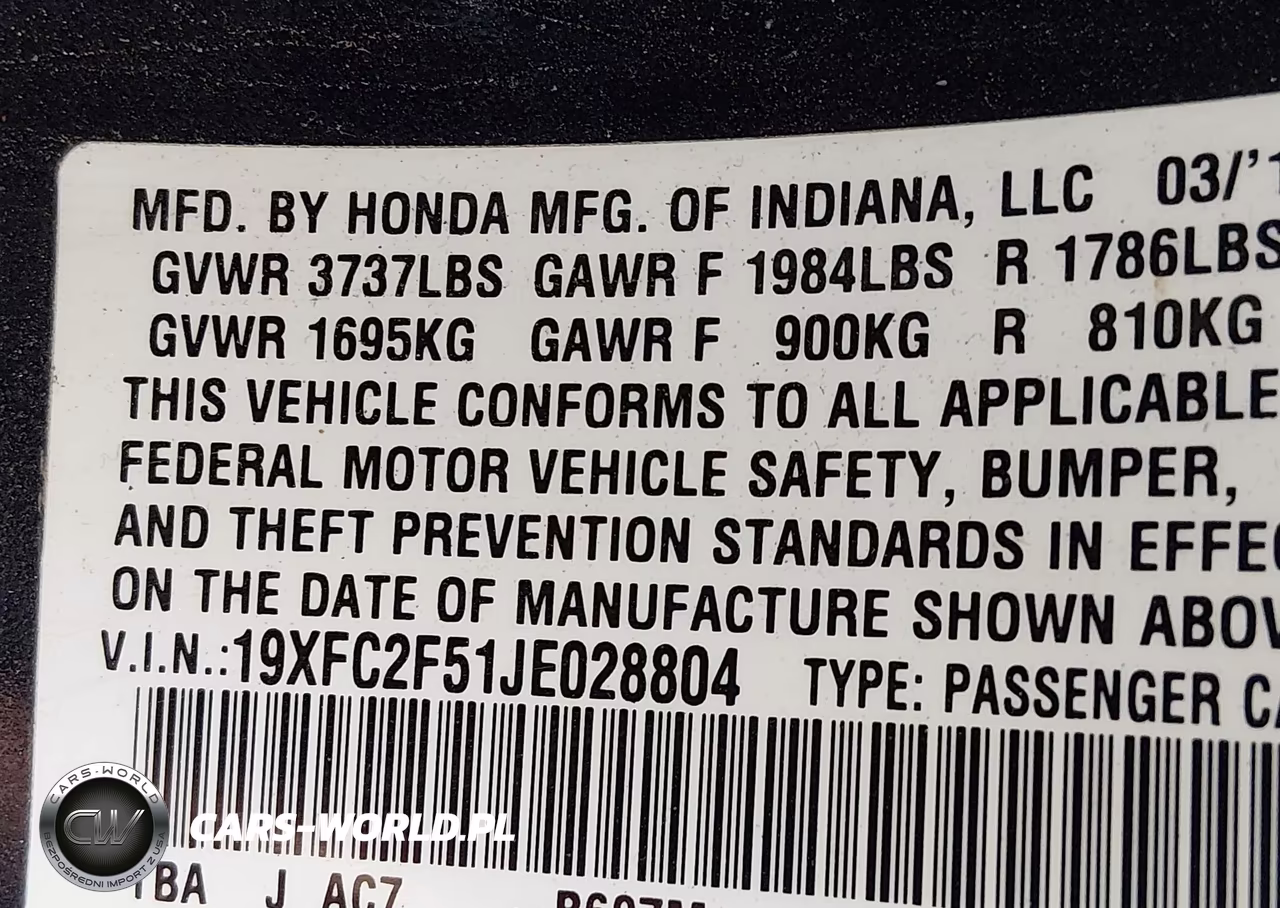2018 Honda Civic Lx VIN:19XFC2F51JE028804 - 9